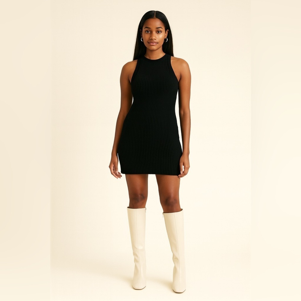 ZARA Size 41 Ivory Pull-On Almond Toe High Block Heel Tall Boots NB NWT